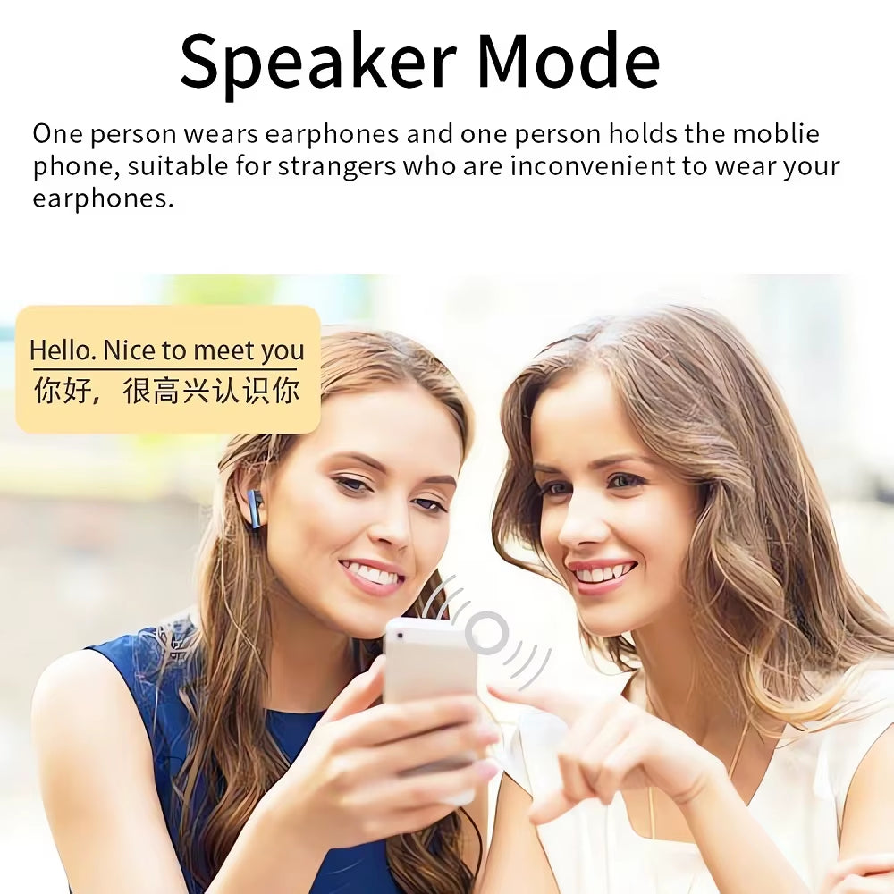 2023 New 144 Languages AI Voice Translator Earbuds Real Time Offline Bluetooth-Compatible 4 Translation Mode for Travel Talking